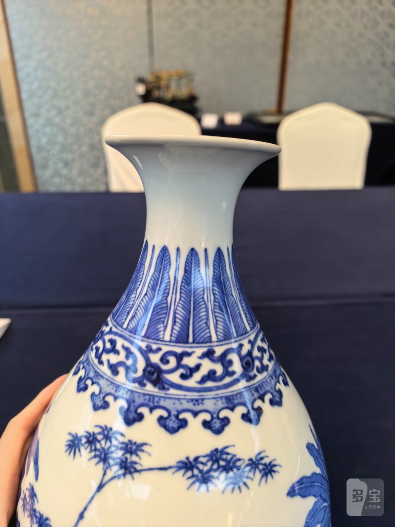 清咸丰 青花竹石芭蕉图玉壶春瓶 - 图4